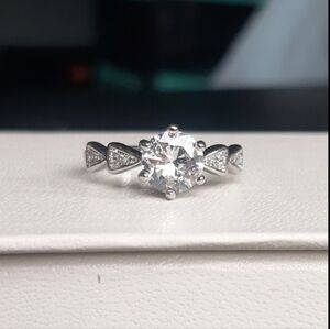 1.25ct Round Resizeable Silver Diamond Ring NEW